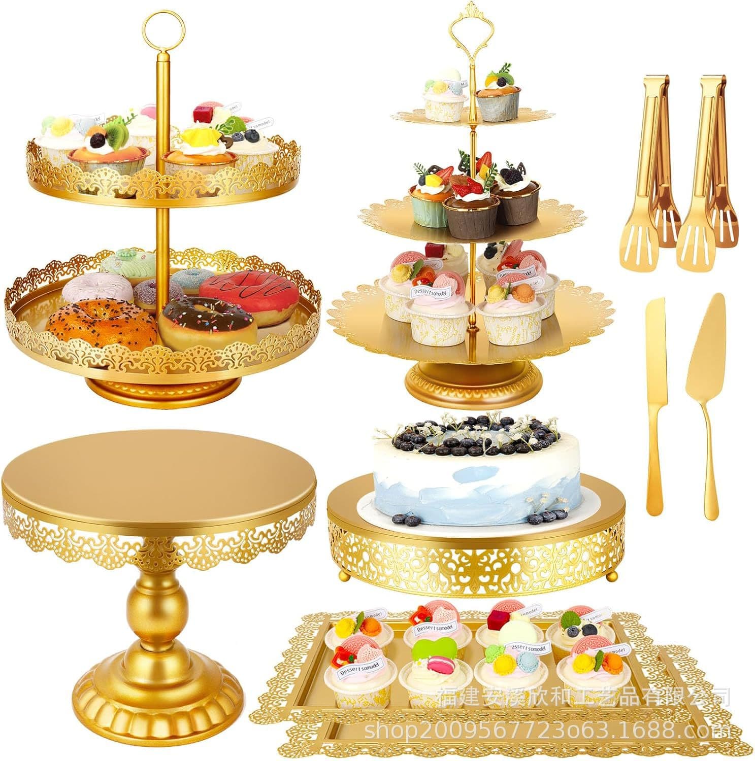 Cake Display Pastry Lace Edge Square Plate Dessert Plate Cookie Plate Rectangular Tray Stand Plate European-style Metal