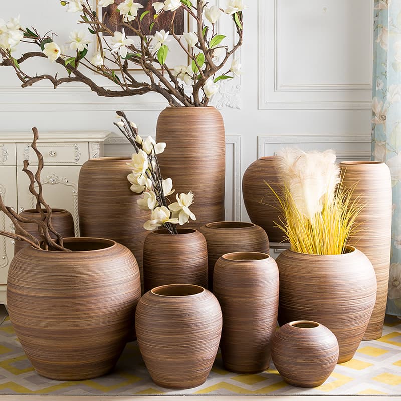 Living Room Flower Pot Ceramic Jar for Flower Arrangement, Modern Minimalist Jingdezhen Ceramic Vase Decorative Ornament, Hotel Ceramic Pot