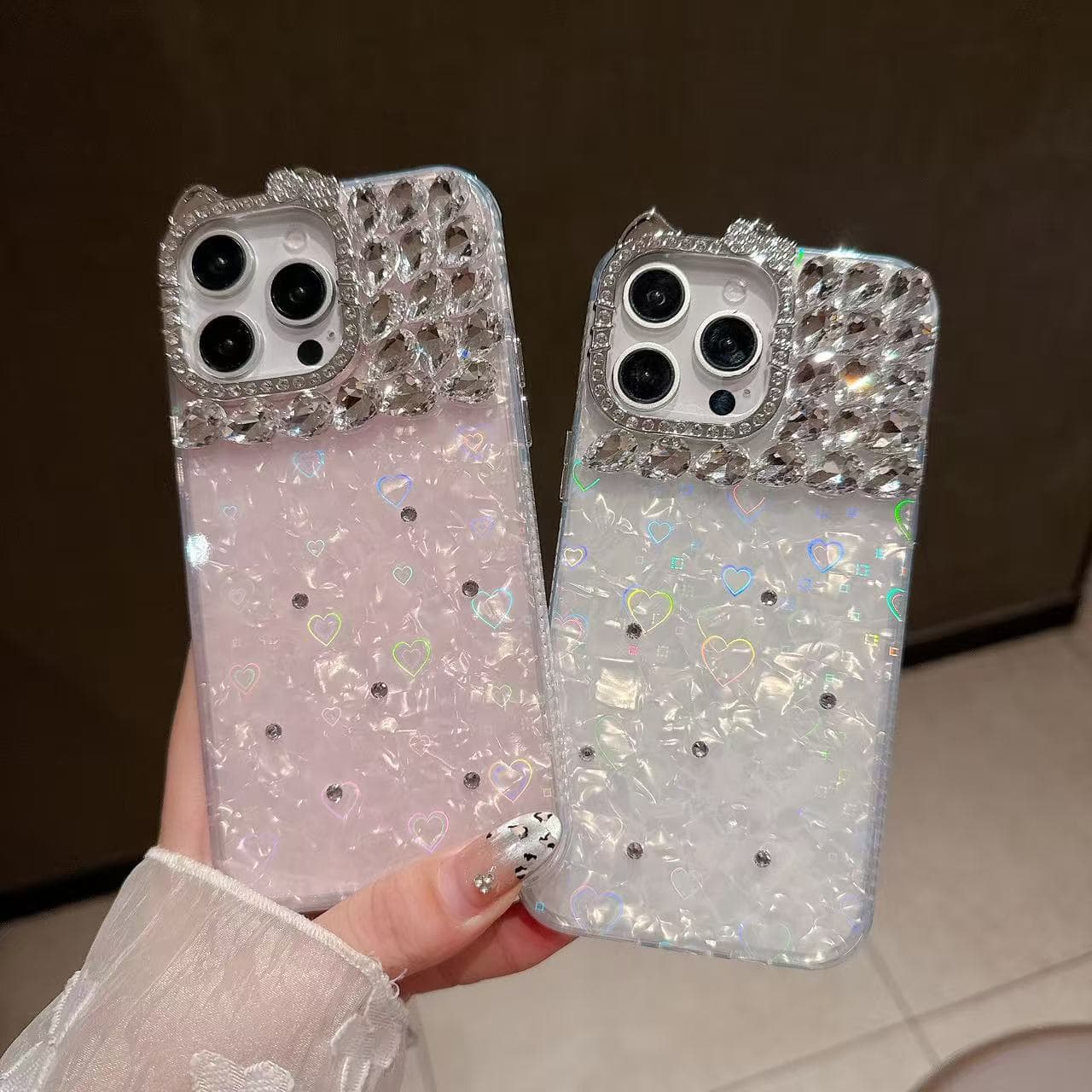 Diamond shell pattern suitable for iPhone 17 PROMAX mobile phone case Apple 16 three-dimensional flash diamond cross-border protective cover