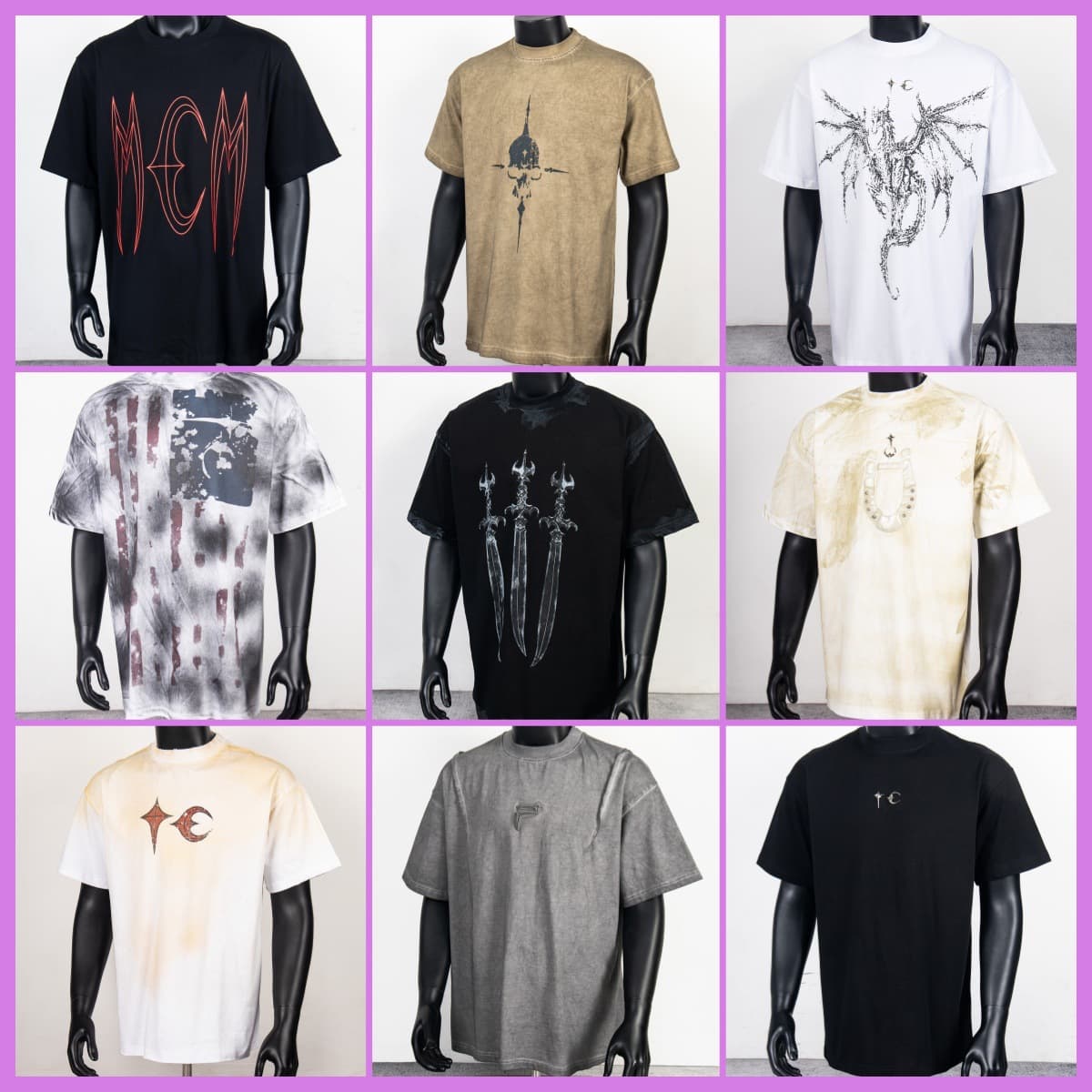 Star and moon skull print short-sleeved niche high street men and women loose hip-hop pure cotton casual T-shirt trendy foreign trade