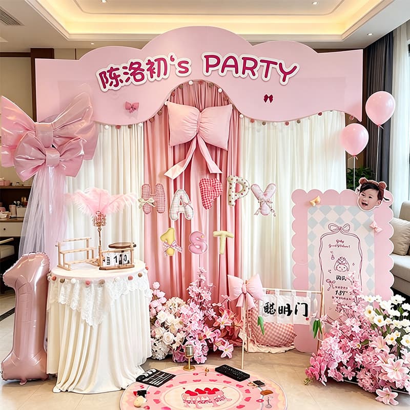 Home Edition Korean-Style Baby Girl First Birthday Party Decoration, Princess-Themed Crawling Ceremony Decor, Background Atmosphere KT Board