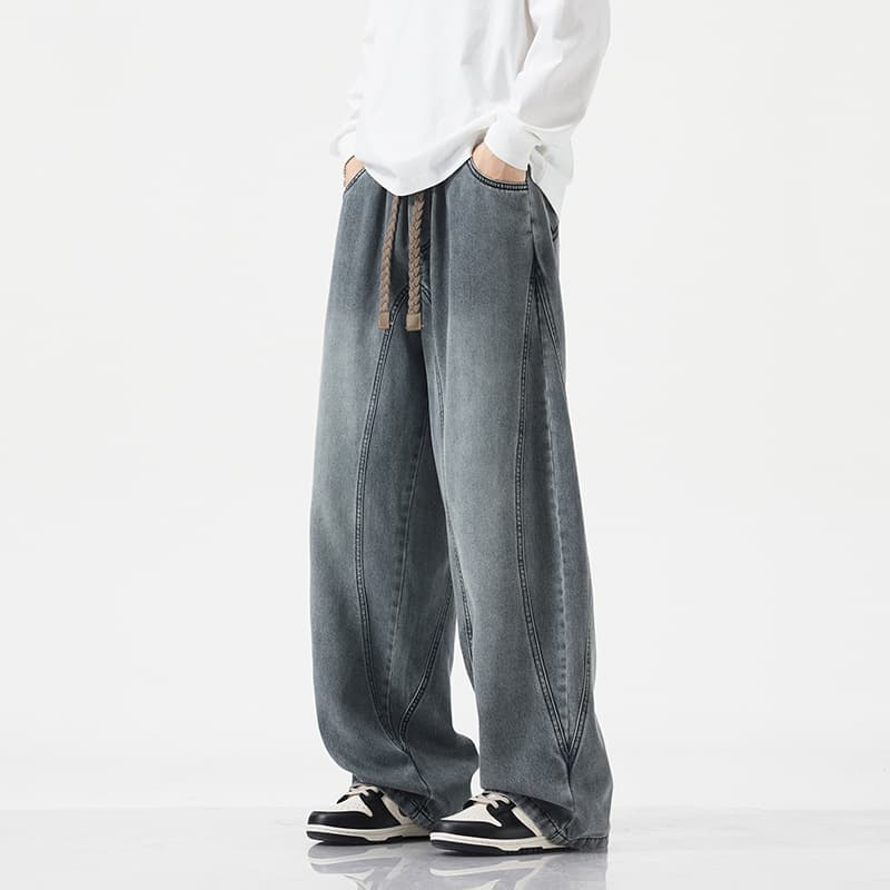 JYF-M8892 Men's Retro Loose Wide-Leg Jeans, Street Style, New American Style