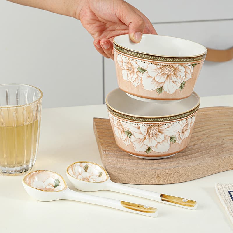 High-style Ins-style cute cartoon underglaze color ceramic tableware bowl, dish, ceramic bowl, rice bowl, ceramic tableware