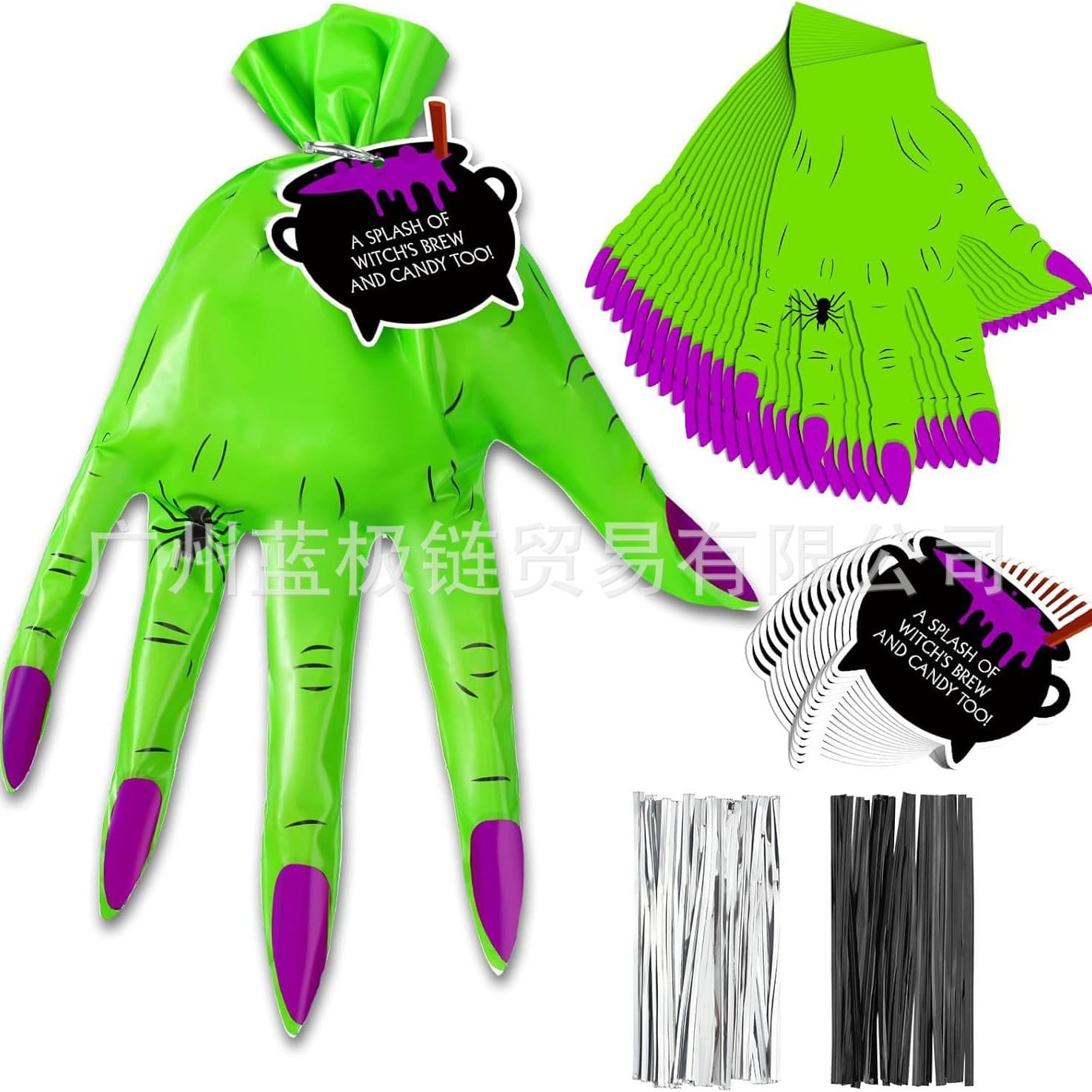 Cross-border New Halloween Party Favors Supplies Witch Hand Shaped Candy Bags