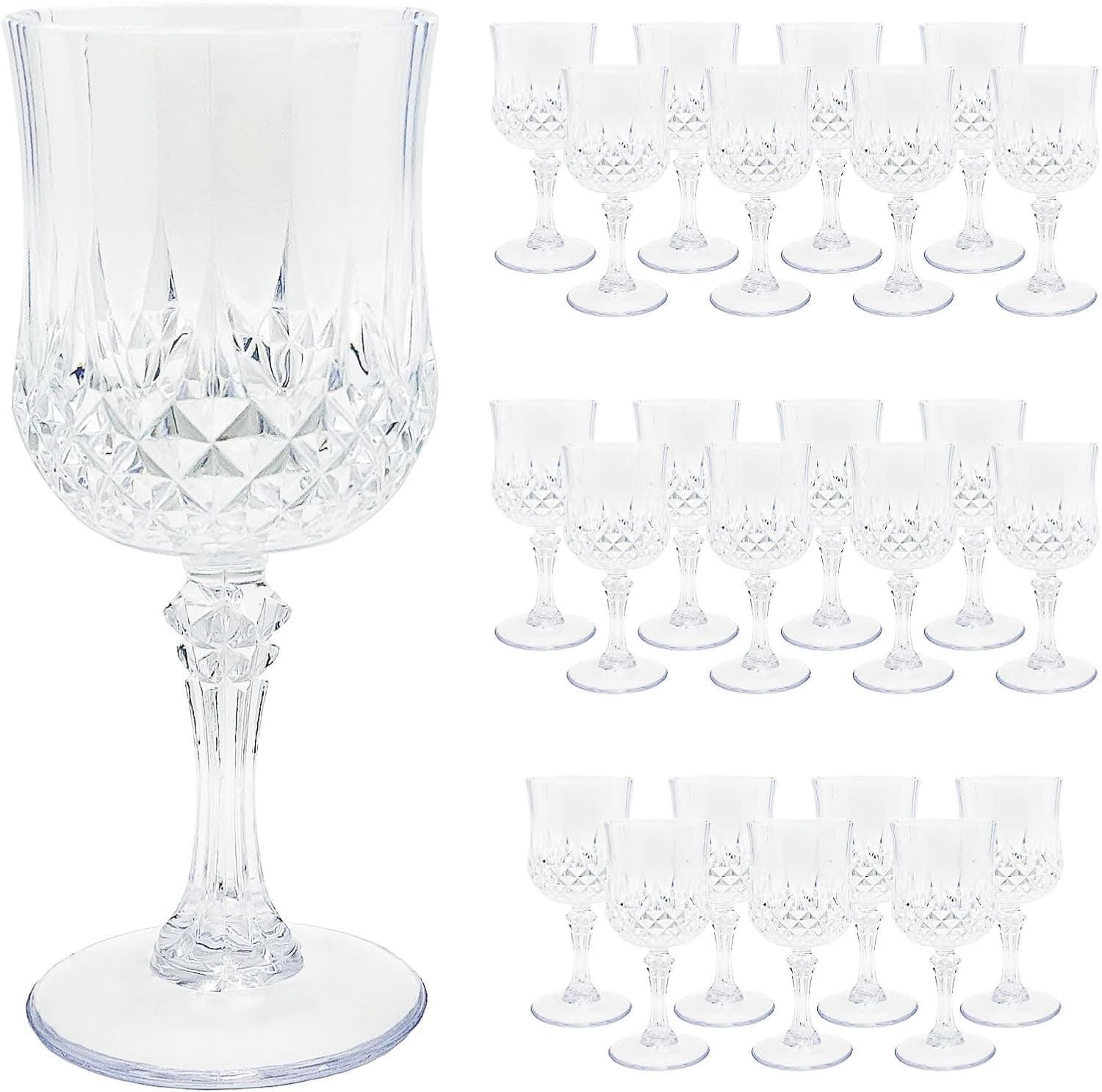 Factory Direct Diamond Pattern Plastic Goblet, High-Quality Plastic Wine Glass and Water Cup