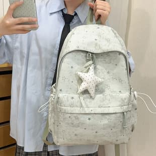 New Ins-Style Star Backpack for Women, Cute Large-Capacity Student Backpack, Middle and High School Student Casual Travel Backpack