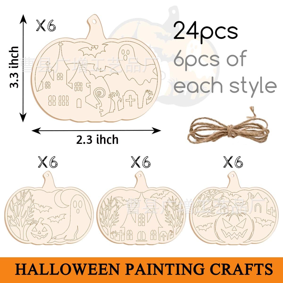 Halloween Wooden Pumpkin Decor, Solid Wood Hanging Ornament, DIY Halloween Decoration