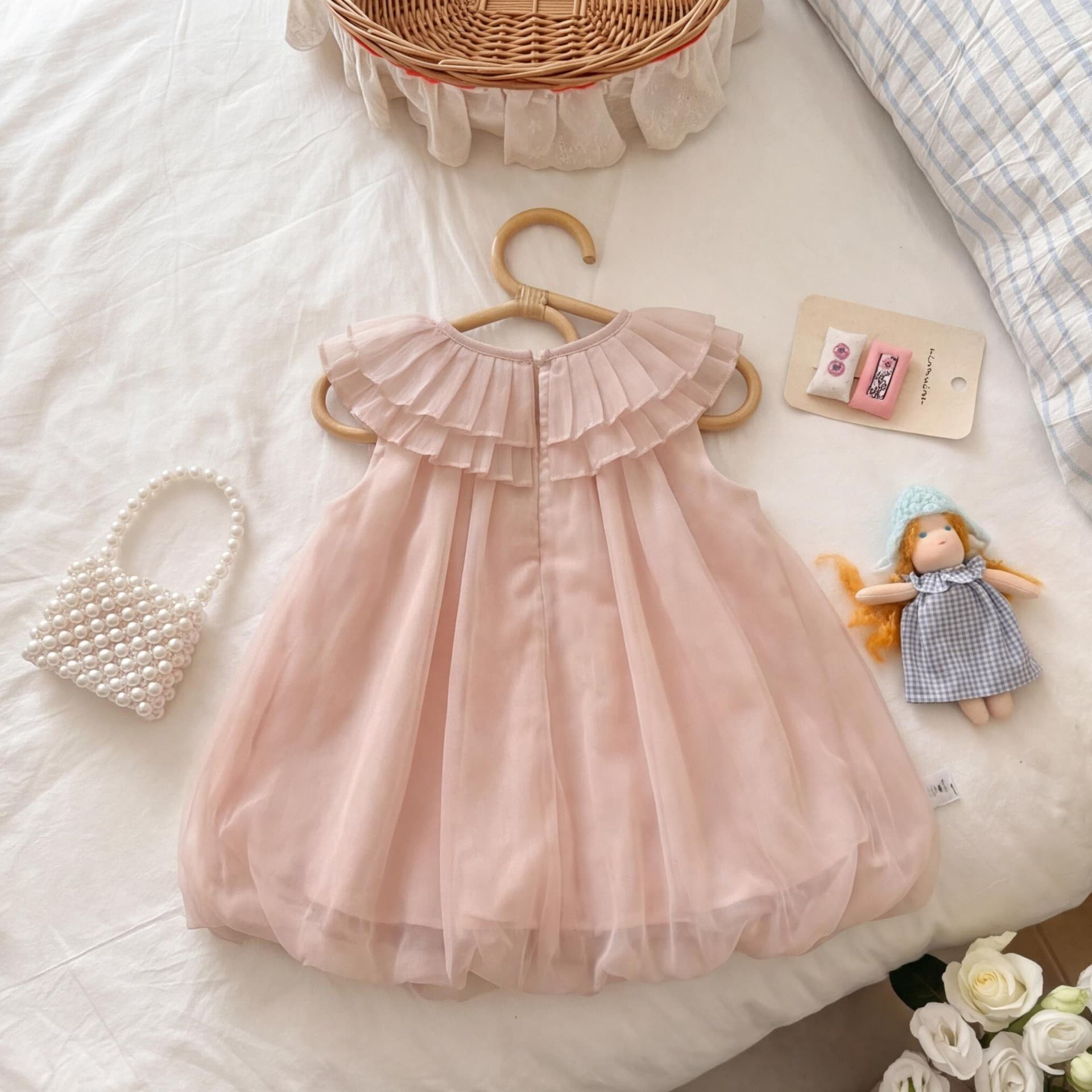 Pink House French Sweet Dress Summer 2026 New Stylish Bow Collar Princess Dress
