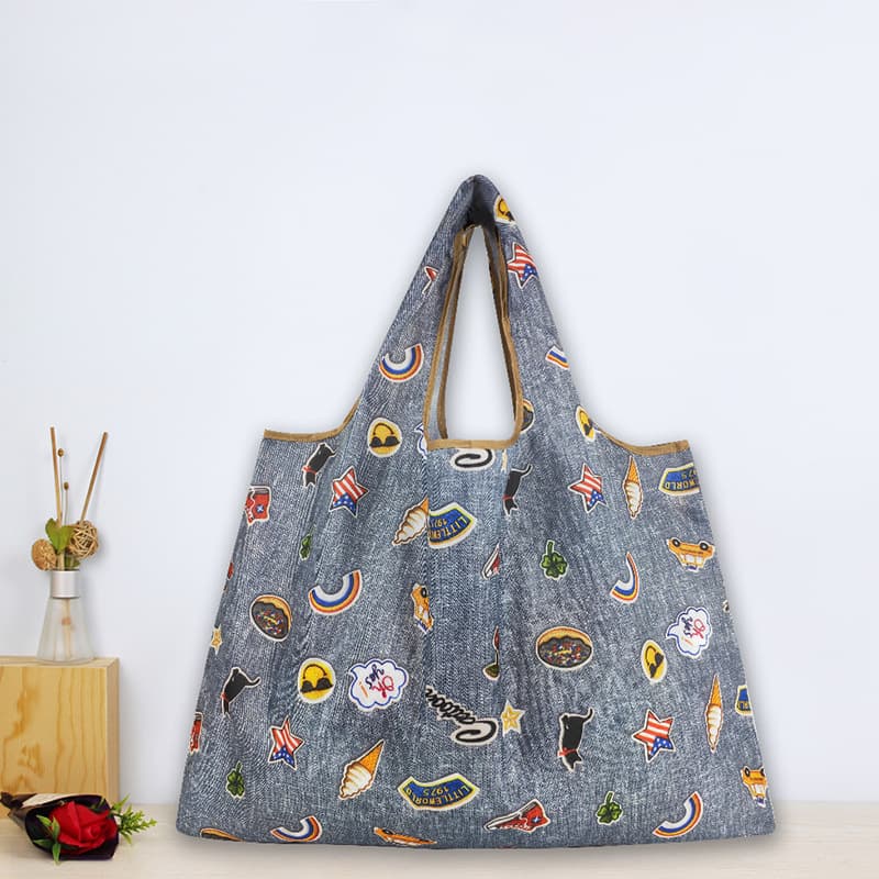Foldable Large Capacity Oxford Cloth Shopping Bag Waterproof Handheld Vegetable Buying Bag Storage Pack Eco-friendly Bag