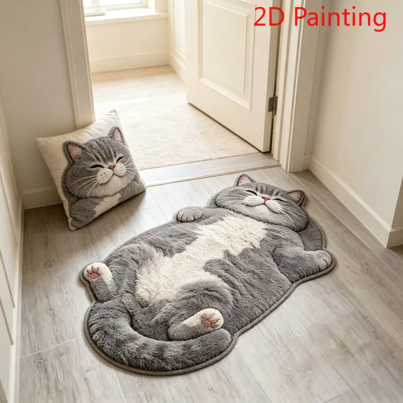 Cross-border temu hot-selling 3D cat floor mats for home decoration bathroom water-absorbent quick-drying anti-slip diatom mud floor mats