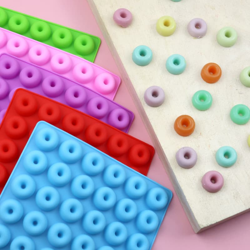 Bulk Buy 48-link Mini Donut Silicone Chocolate Molds Sealing Wax Beads Handmade Soap Molds Candle Making Supplies