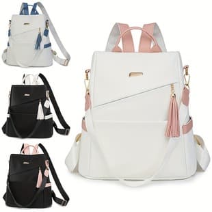 Women's Anti-Theft Backpack 2025 New Fashion Soft Leather 2-in-1 Large-Capacity Travel Backpack, Lightweight Commuter School Bag