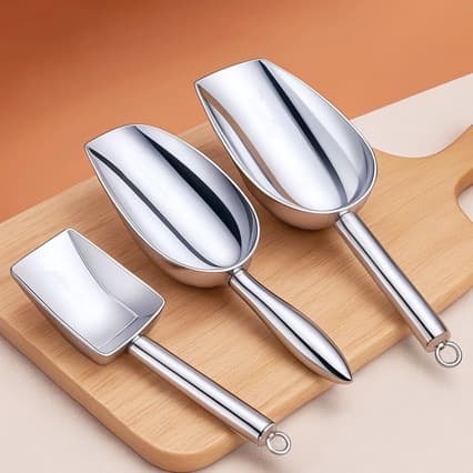 Stainless Steel Ice Scoop Thickened One-piece Rice Scoop, Flour Food Tea Flat Scoop, Multi-use Scoop for Milk Tea Shop Ice Maker