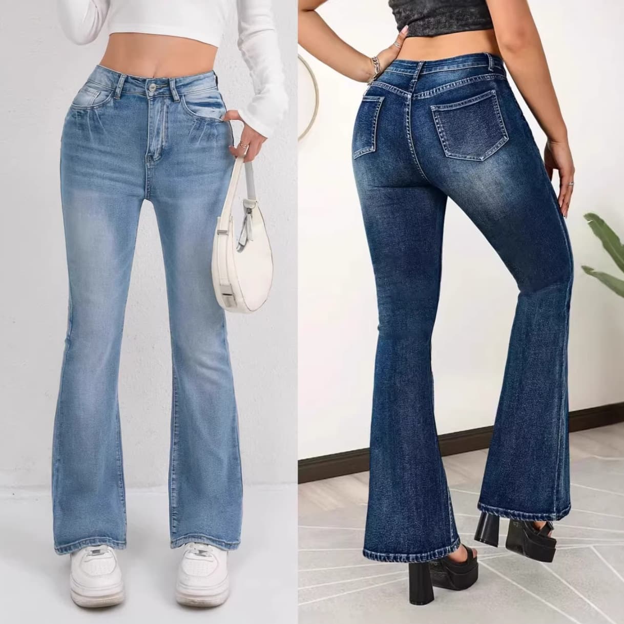 2026 Cross-border European and American elastic slim-fit European and American TEMU micro-flare jeans for women butt lift JEANS casual independent station