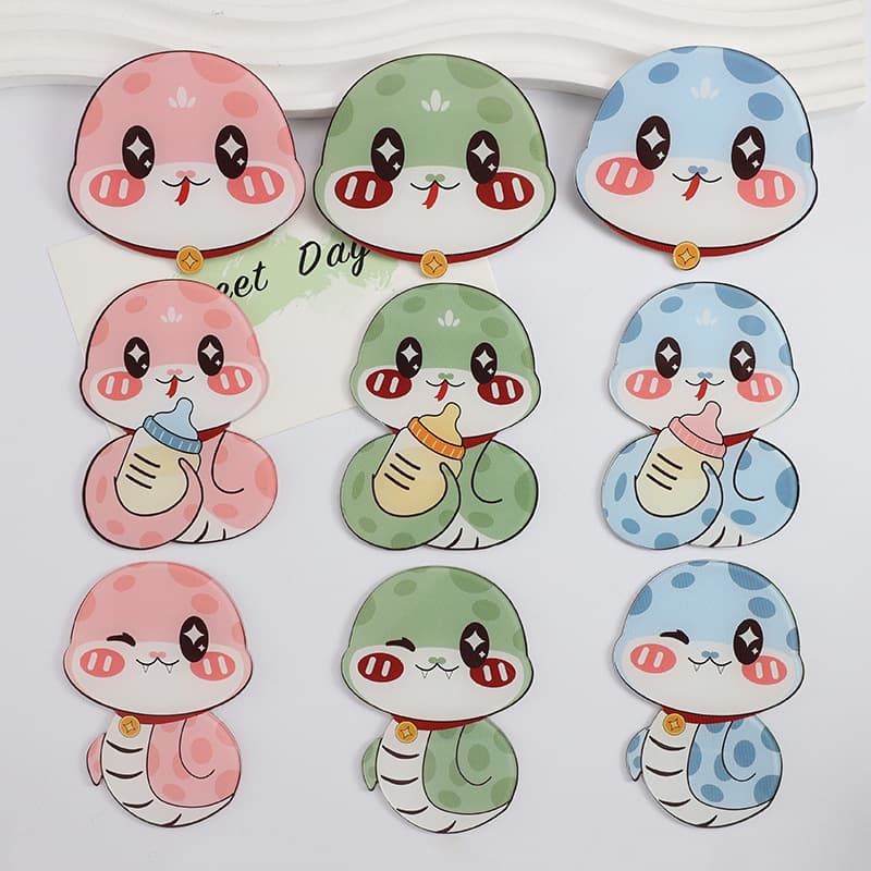 2025 New Acrylic Snake Baby Year of the Snake Birth Certificate Protector DIY Sticker Creative Cartoon Snake