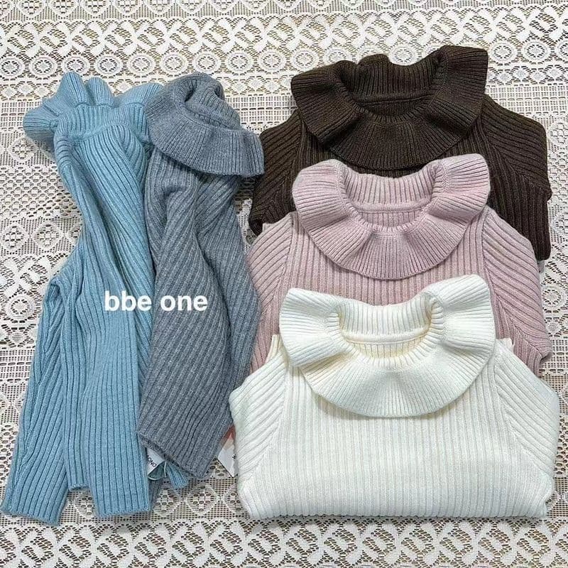 Super Soft and Versatile Autumn Winter Baby Girl Base Layer Knit Lace Peter Pan Collar Sweater White Pink Blue Brown Solid Color