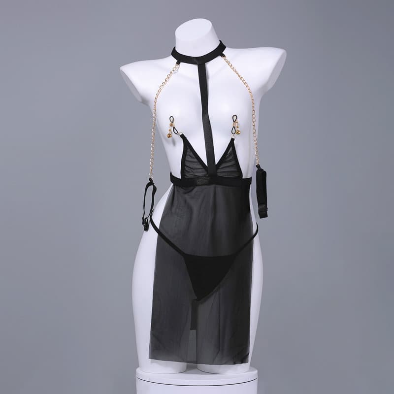 Summer Pure Desire Lingerie Sexy Mesh Sheer Uniform Temptation Revealing Bust Passion No-Removal SM Bedroom Battle F125