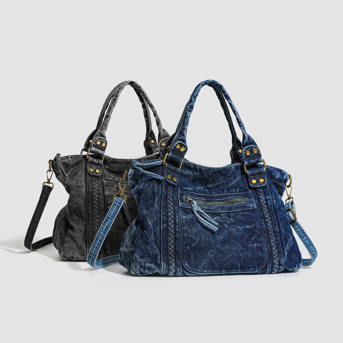 Cross-border Exclusive Fashion Versatile Street Large Capacity Tote Bag Retro Spicy Girl Washed Dystopian Style Shoulder Crossbody Women's Bag
