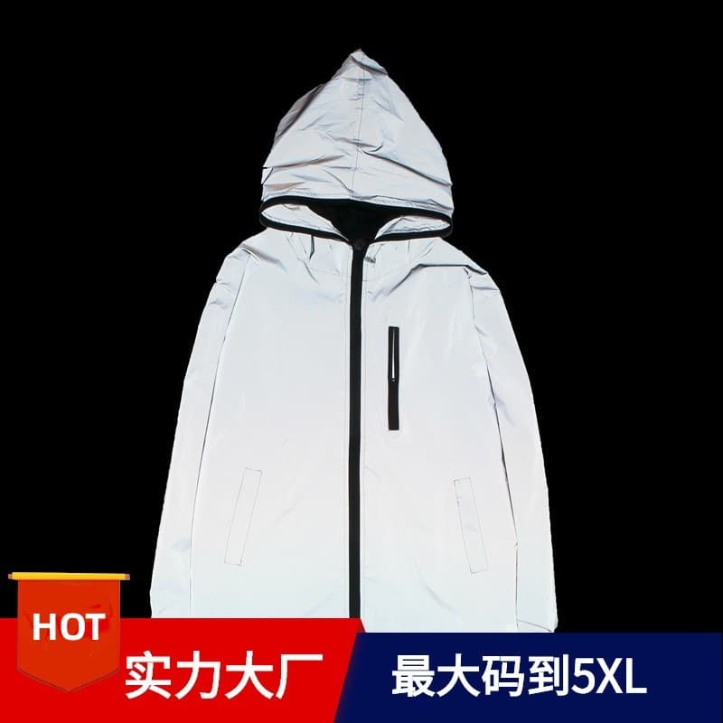 Autumn Couples' Glow-in-the-Dark Jacket Windproof Windbreaker, Japanese Streetwear Cross-border Loose Oversized Reflective Jacket Men's Fashion