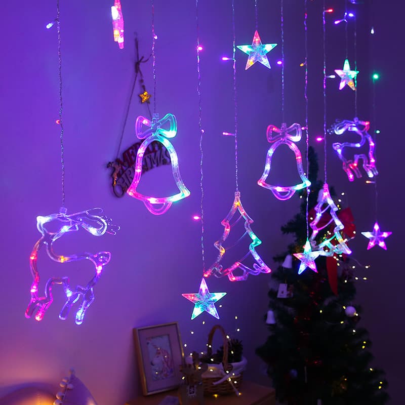 LED Star Curtain Lights, Starry Sky Birthday Room Bedroom Scene Colorful Lights, Snowflake Wishing Ball Decorative Curtain Lights