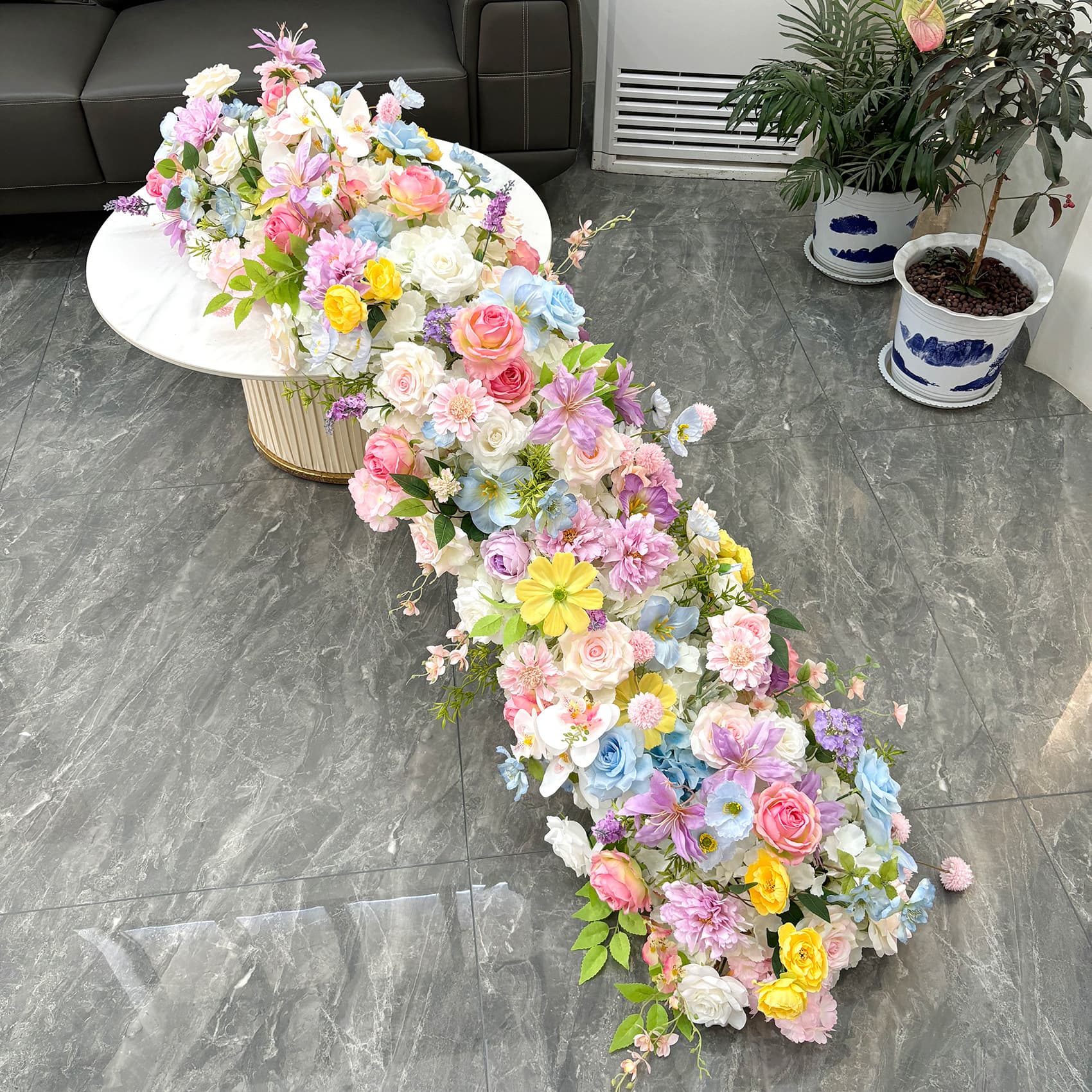 Wedding background flower row arch flower window exhibition hall table flower strip flower artificial flower artificial flower internet celebrity check-in decorative flower