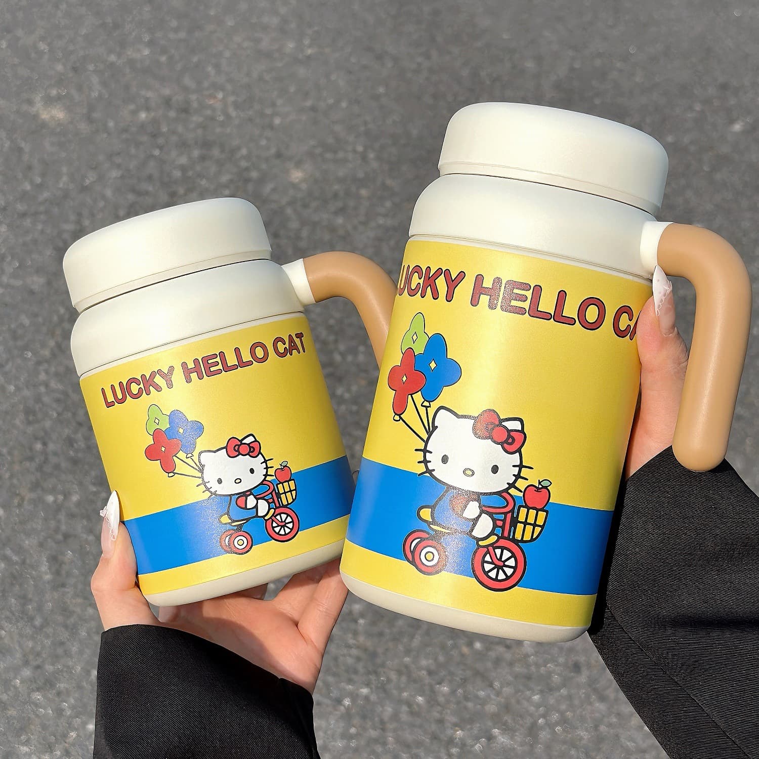 Large Capacity Insulated Water Bottle for Women, Cute Kitty Cat Design, with Filter, 316 Stainless Steel, Tea Kettle for Office, School Water Cup for Students