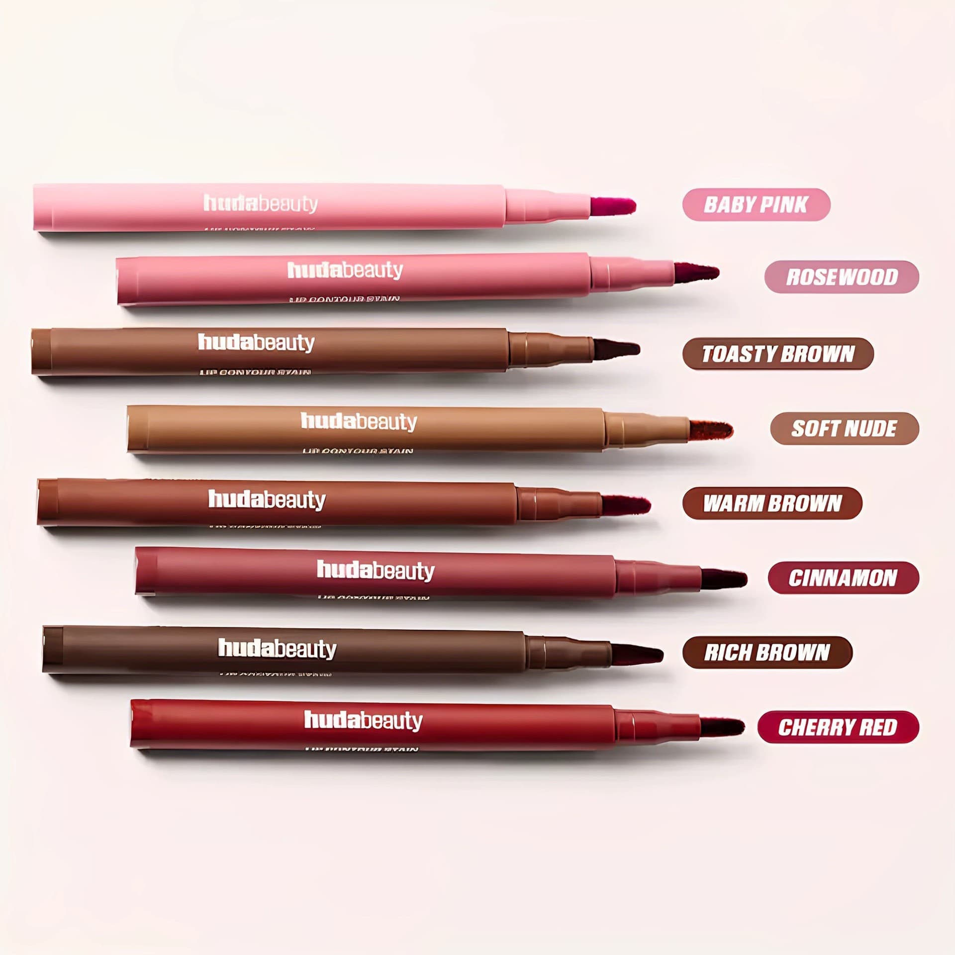 New Hot Selling HudaBeaut Lip Gloss Pen Lip Liner Lasting 12 Hours Rosewood Lip Gloss Wholesale