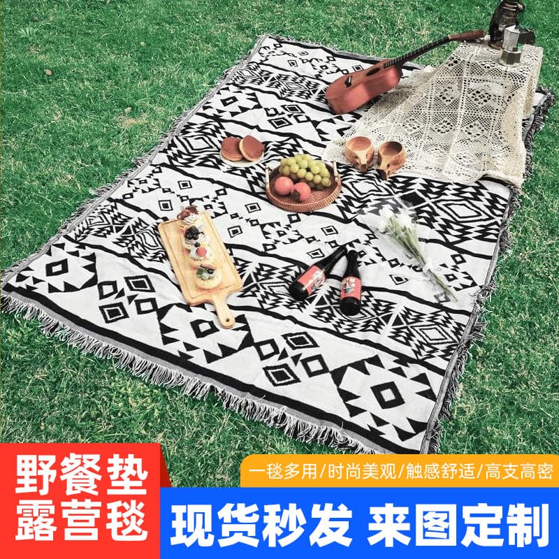 In Stock American Style Outdoor Camping Blanket, Bohemian Ethnic Picnic Mat, Versatile Wall Hanging and Sofa Throw