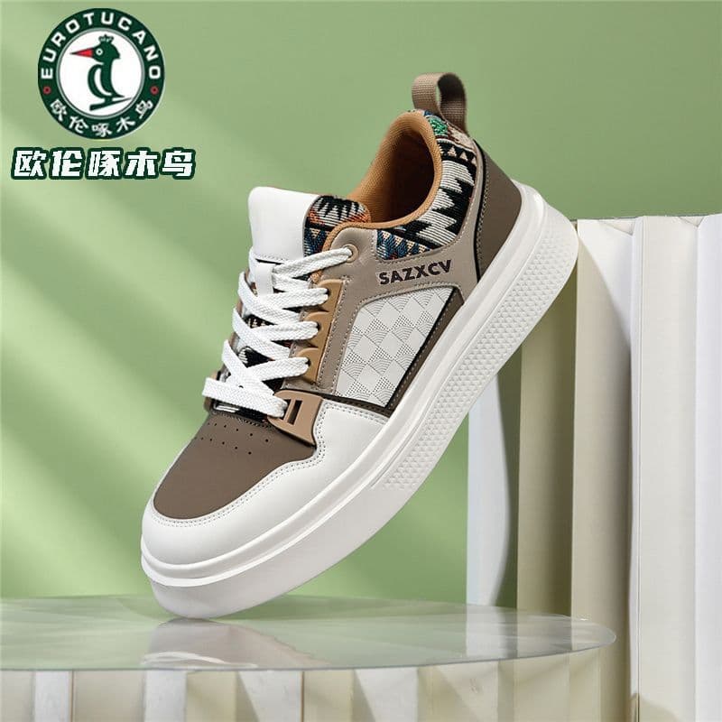 Oren Woodpecker Men's Shoes Autumn and Winter 2026 New Men's Mesh Panel Shoes Men's White Shoes Casual Sports Shoes