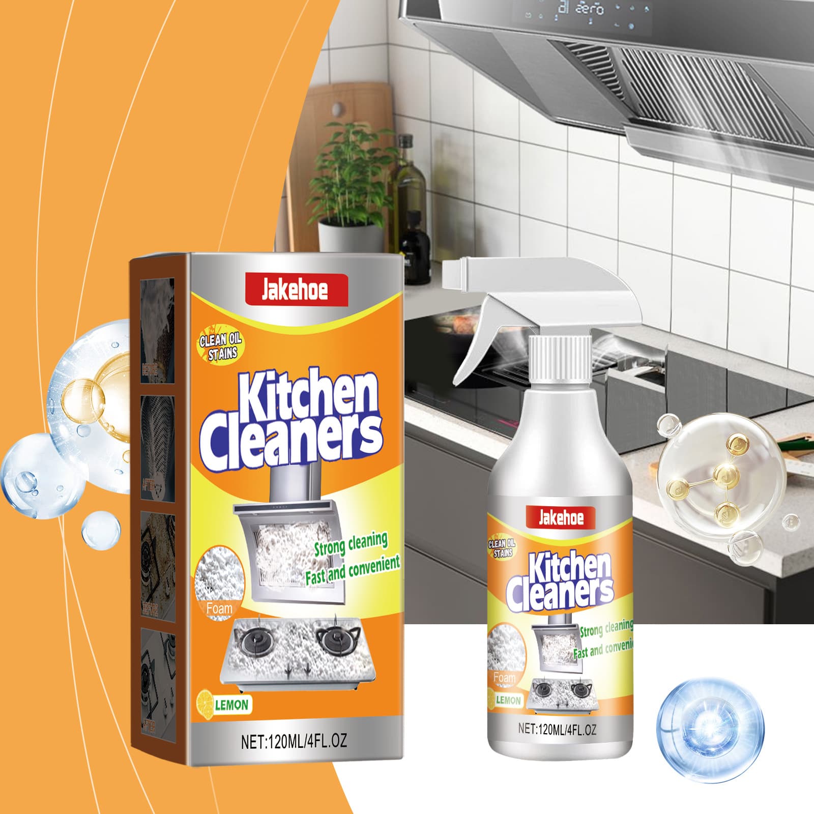 Best-selling JAKEHOE Kitchen Foam Cleaner for Stubborn Grease and Oil Stains on Stove and Range Hood