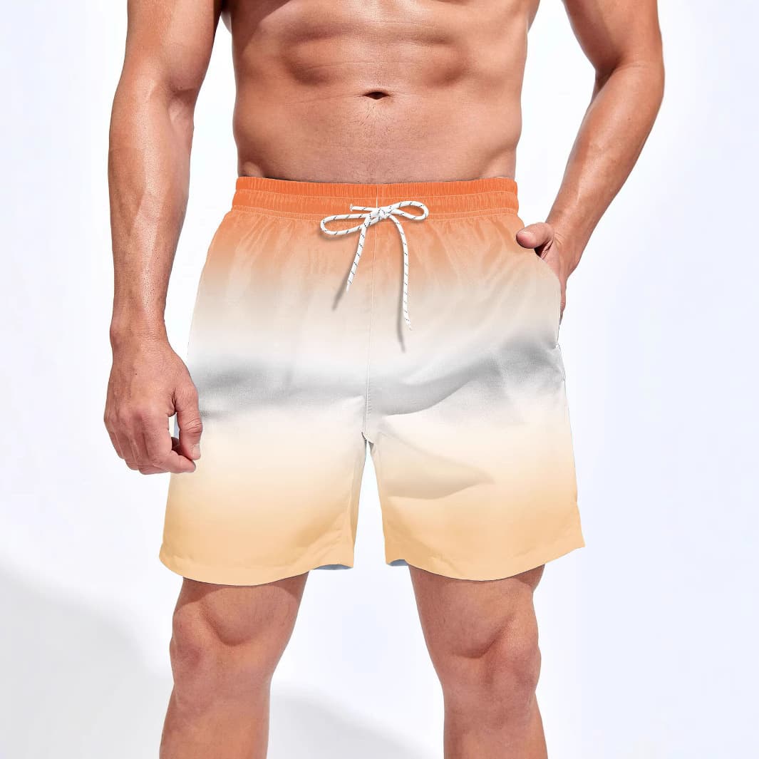 European and American style summer men's street style trousers, fashionable casual straight-leg shorts, 3D printed beach pants, European and American style