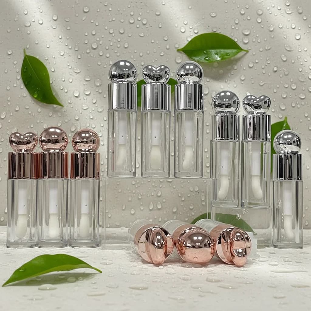CY065 spot oblate silver cap transparent bottle 5ML lip gloss tube large brush head lip glaze empty tube 3.5ml plastic