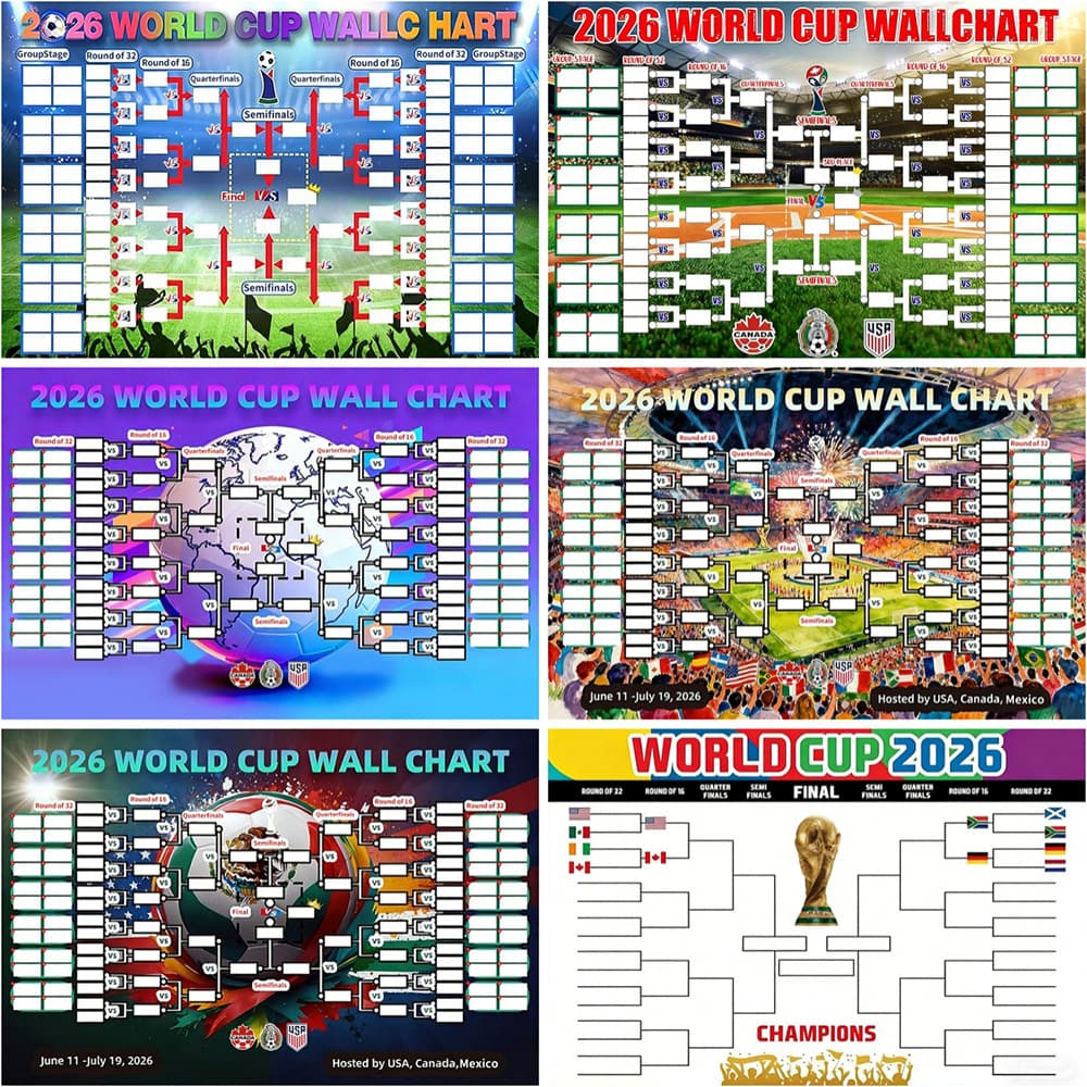 2026 USA-Mexico-Canada World Cup Schedule Backdrop, Match Viewing Record Party Decoration, Tournament Bracket