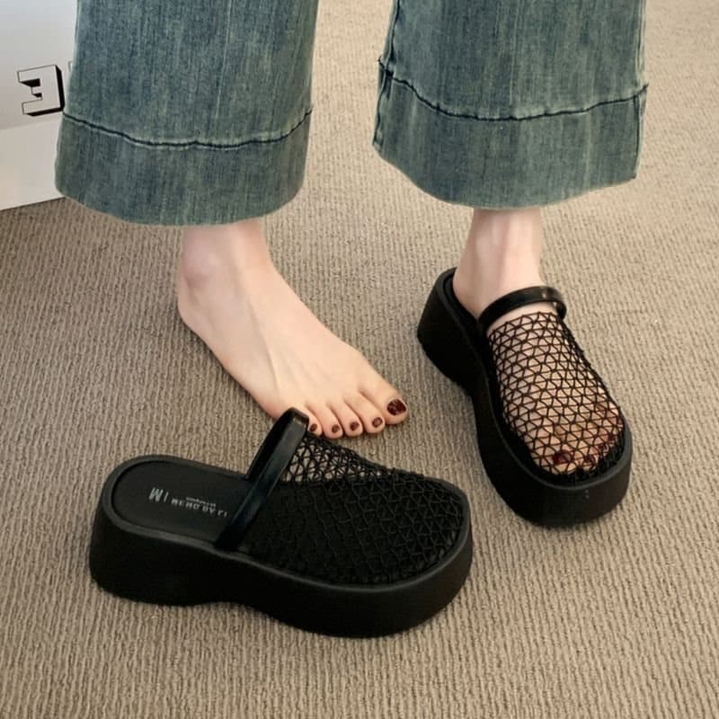 Stunning Mesh Mule Sandals for Women Summer Outdoor New Design Breathable Thick Sole Casual Slippers