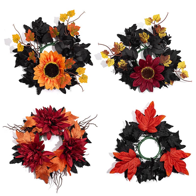Cross-border special supply of simulated sunflower maple leaf candlestick garland Halloween autumn harvest Thanksgiving table decoration wholesale