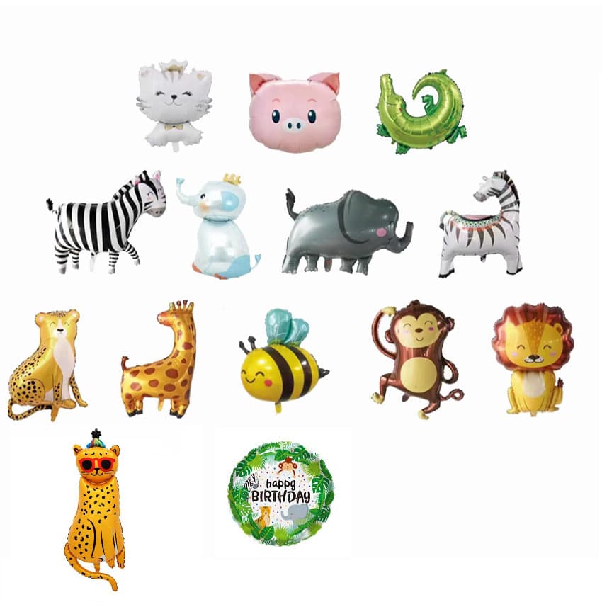 Jungle Animal Lion Elephant Cartoon Aluminum Balloon Non-Toxic Children's Birthday Decoration Floating Air Balloon