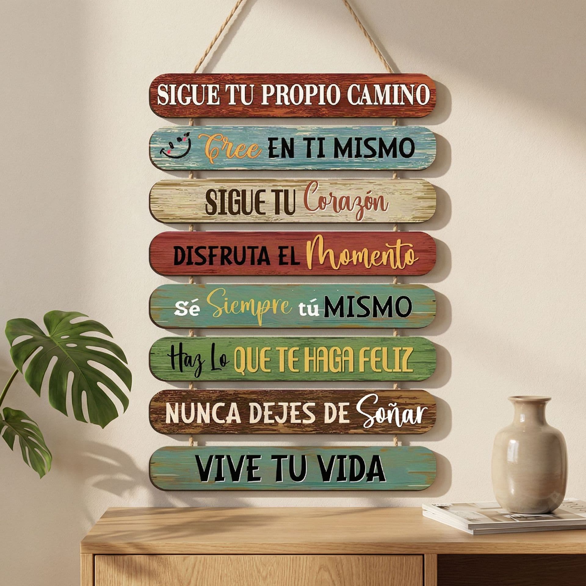 New Cross-Border Home Decor Watercolor Inspirational Quote Wall Hanging Sign for Bedroom, Coffee Shop Decorative Art