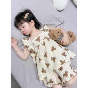 Pajamas for Girls Thin Princess Style Set Summer Wearable Outside Homewear Girls Summer Clothing