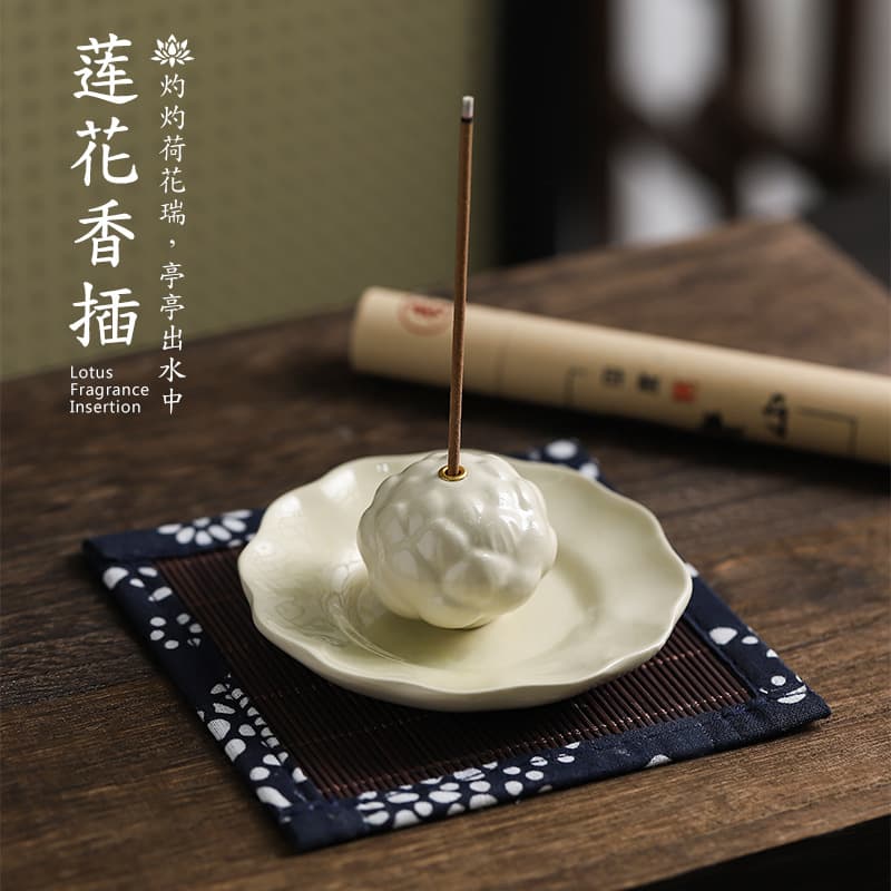 Retro lotus incense incense seat creative small incense burner sandalwood agarwood tea table aromatherapy furnace household incense incense incense holder