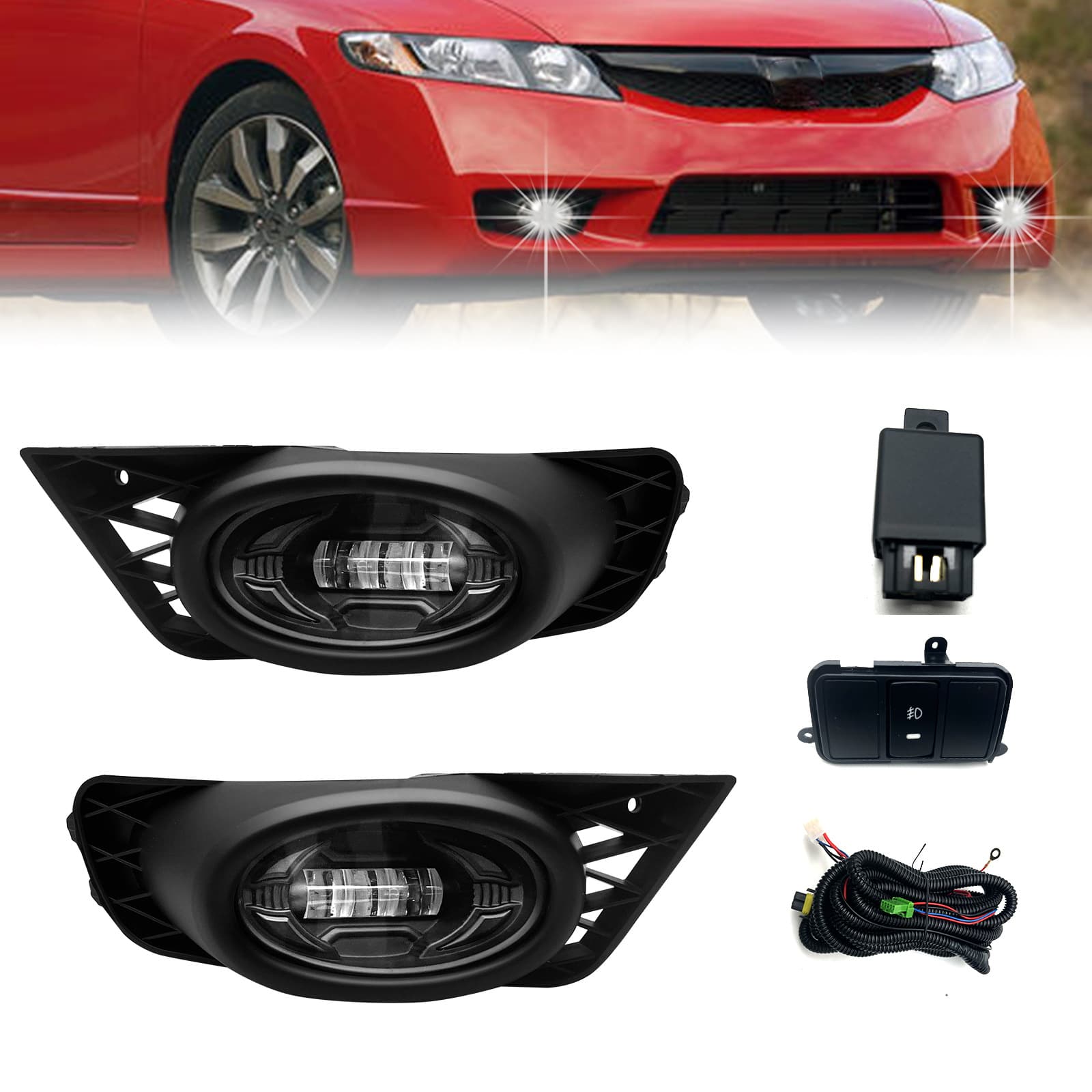 For Honda HD Civic CIVIC 4 Door DR 2009 2010 2011 US Version LED Fog Light