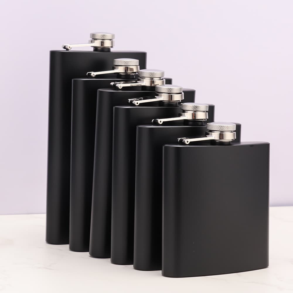 Factory direct supply 2 liang to 12 oz stainless steel hip flasks, portable outdoor liquor bottles.
