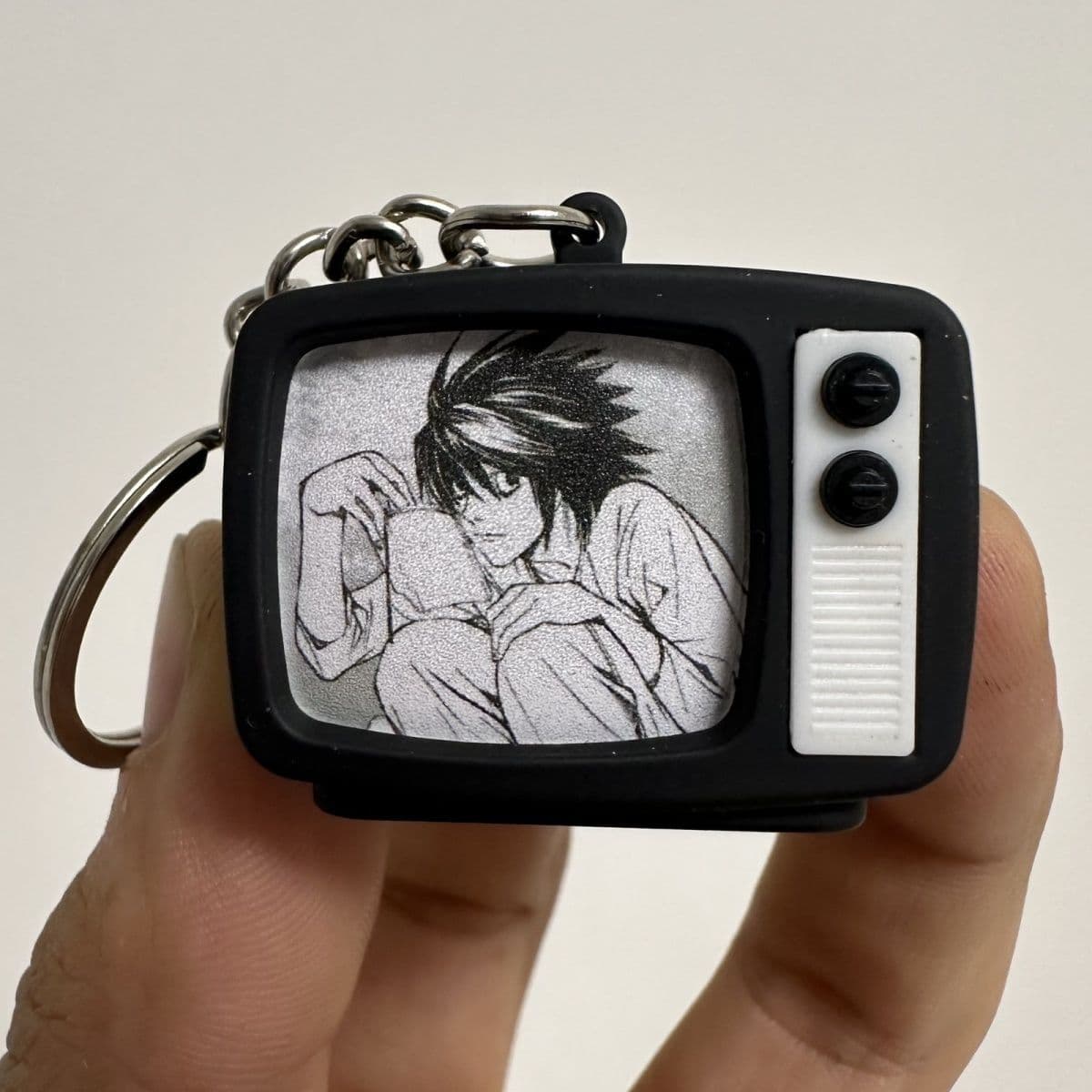 Death Note L Yagami Moon Luminous Sound Creative Mini TV Pendant Keychain