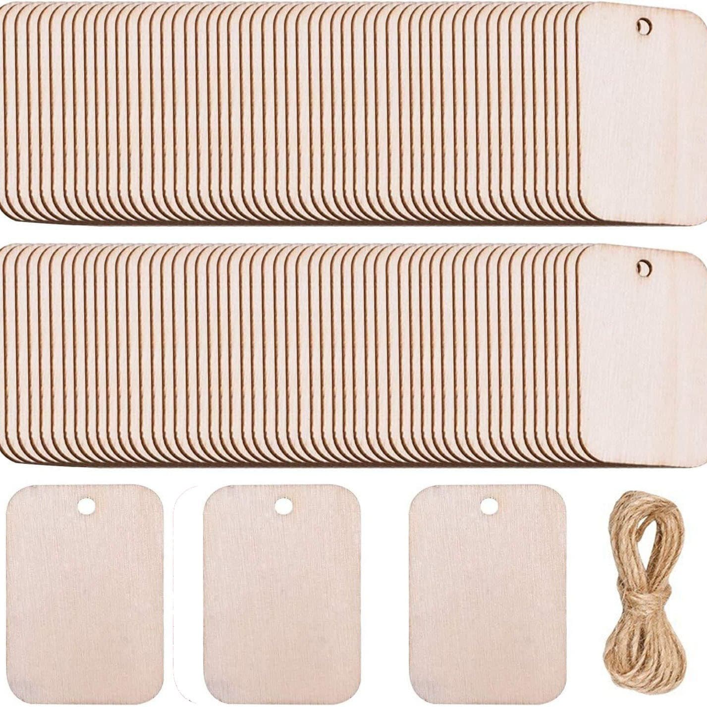 Amazon Best Seller Rectangular Wooden Craft Chips DIY Hanging Decoration Blank Bookmark Wood Tag