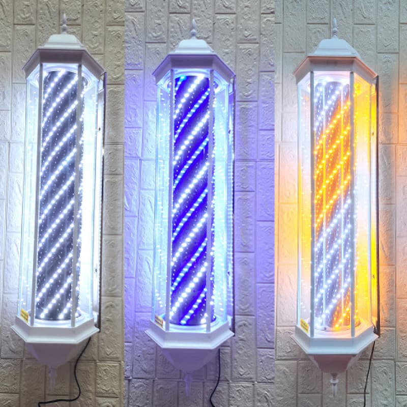 Hair Salon LED Rotating Light, Bright Barbershop Outdoor Vintage Retro Wall-Mounted Light Box