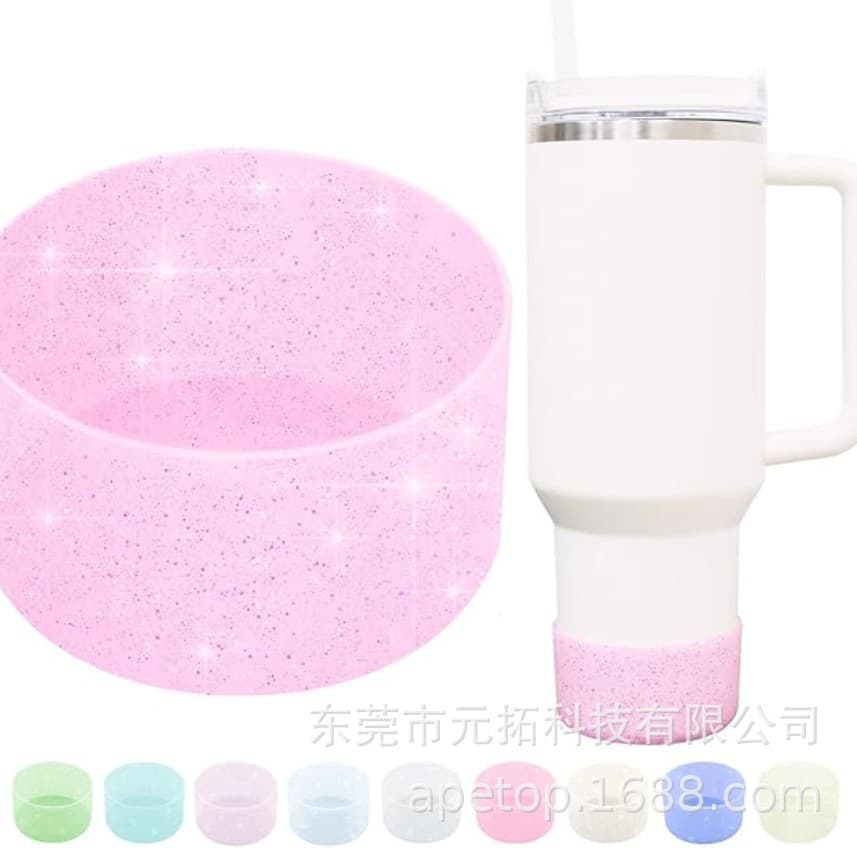 Multicolor Glitter Silicone Cup Sleeve for Stanley 40oz Ice Flow Tumbler, Sports Water Bottle, Anti-Slip Protective Cover
