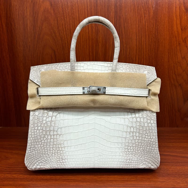 New crocodile skin platinum bag for women, casual and versatile real crocodile belly handbag, trendy Himalayan white women's bag