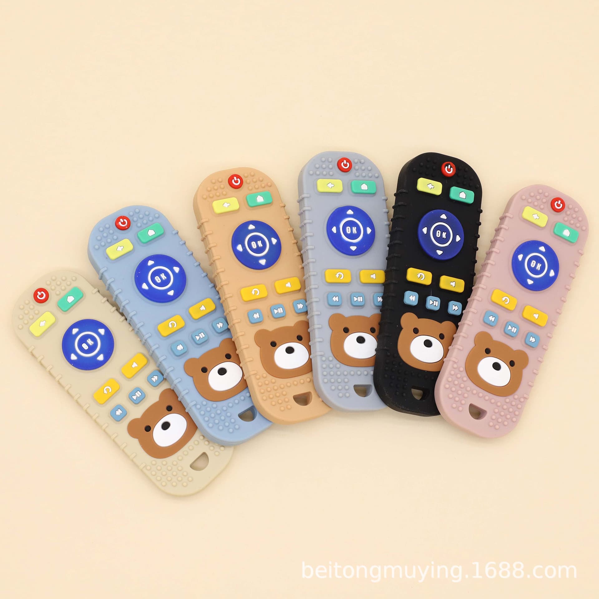 Baby Teether Teething Stick Hand Rattle Toy Palm Silicone Chewable Boilable Anti-Biting Hand