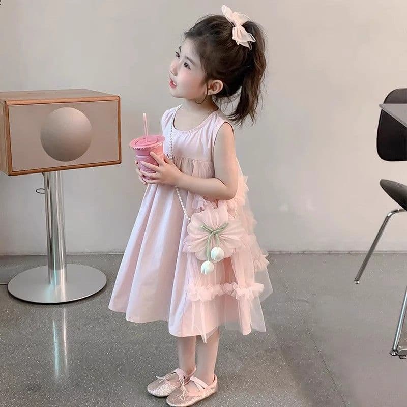 Girls' Dress 2025 New Summer Style Fashionable Little Princess Dress Kids Summer Dress Baby Vest Dress