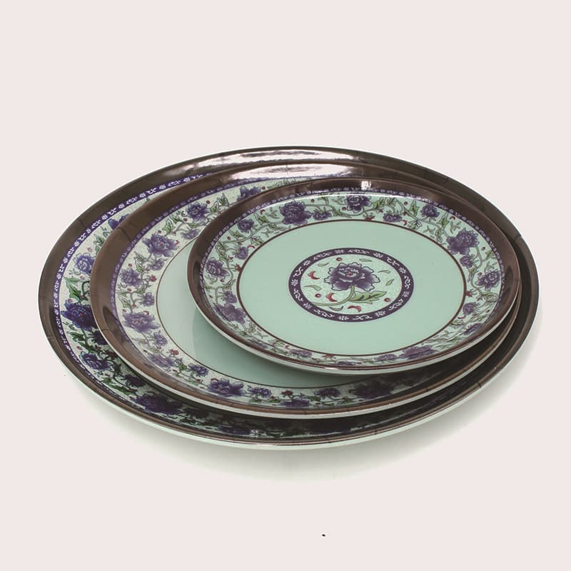 Melamine blue and white plate imitation porcelain tableware disc shallow plate hotel restaurant restaurant commercial dish plate blue and white plastic plate
