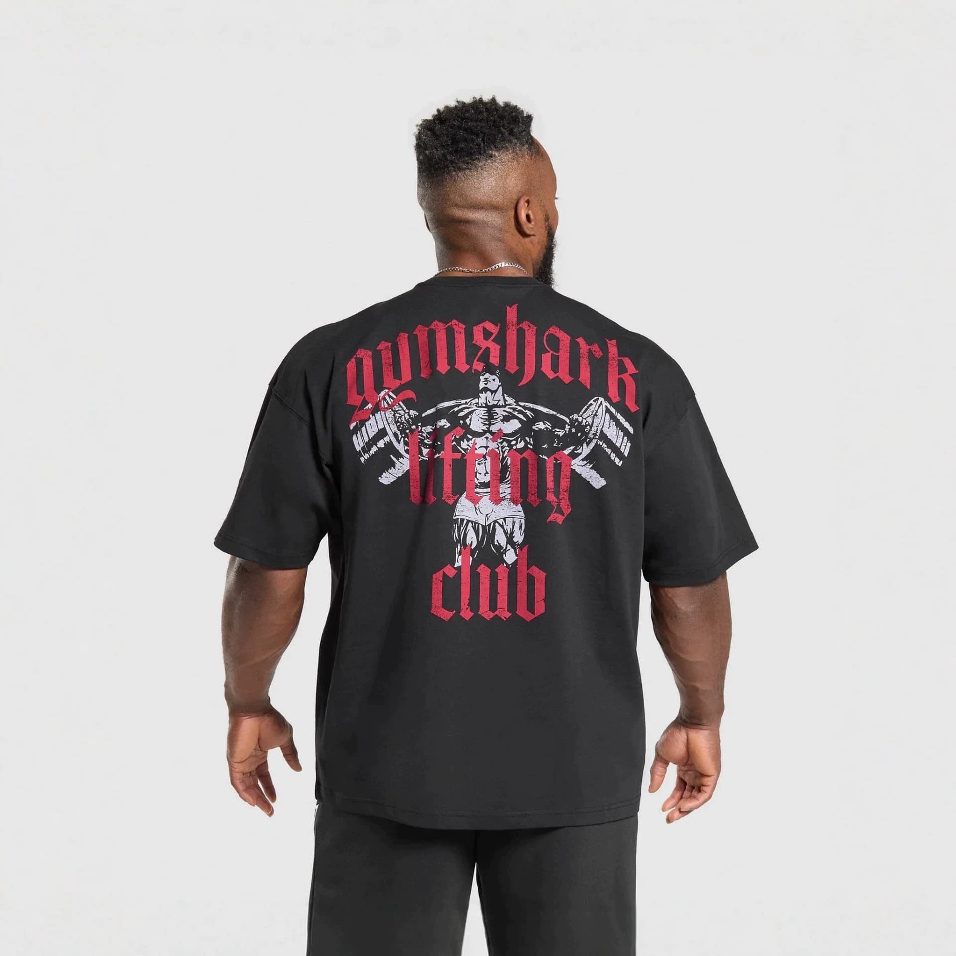 GYMSHARK LIFTING CLUB Men's Oversized T-Shirt Jogging Sports Fitness Cotton Loose Casual Short Sleeve